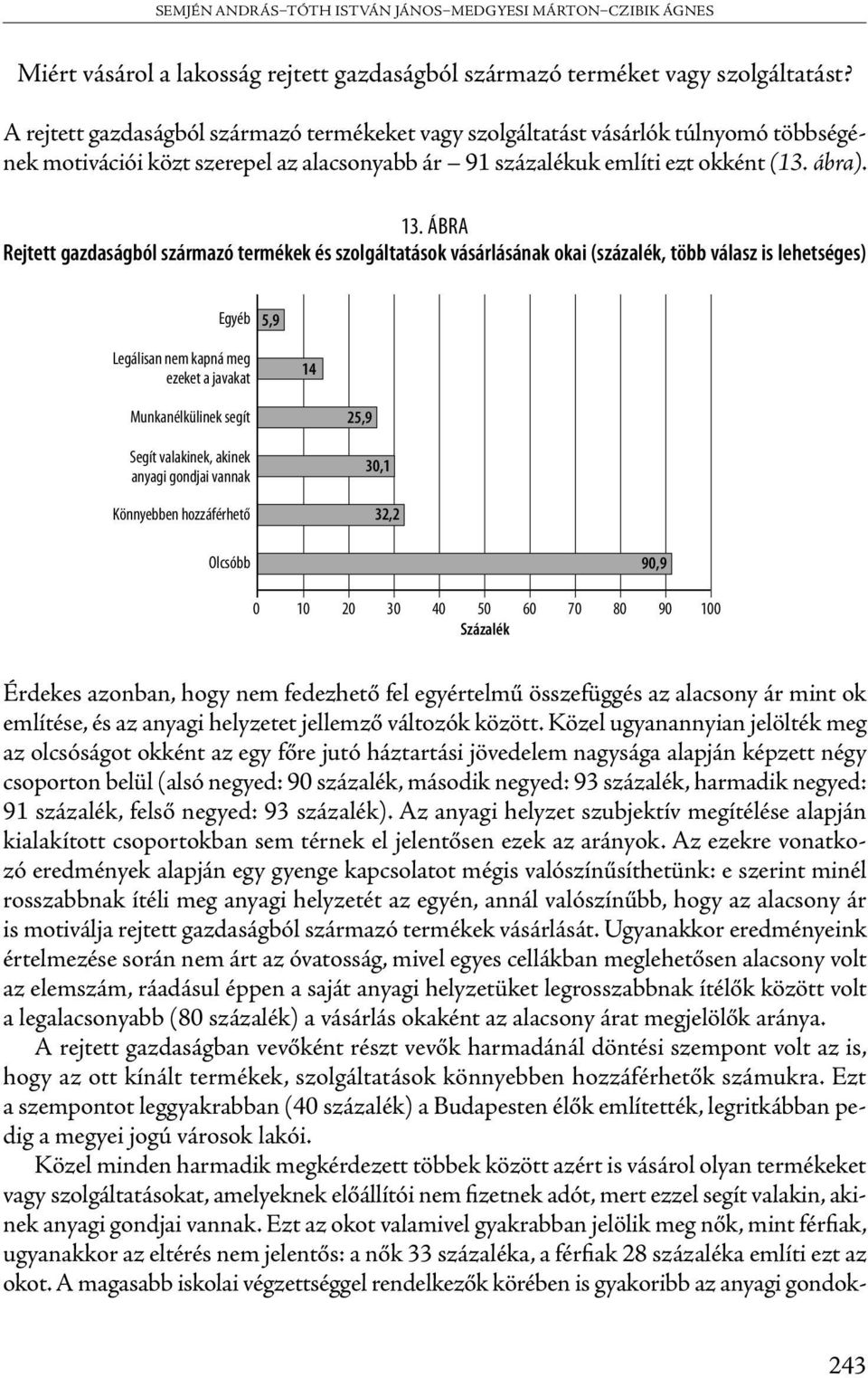 ÁBRA Rejtett gazdaságból származó termékek és szolgáltatások vásárlásának okai (százalék, több válasz is lehetséges) Egyéb 5,9 Legálisan nem kapná meg ezeket a javakat 14 Munkanélkülinek segít Segít