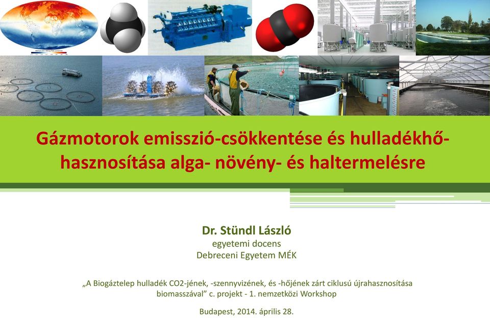 Stündl László egyetemi docens Debreceni Egyetem MÉK A Biogáztelep hulladék