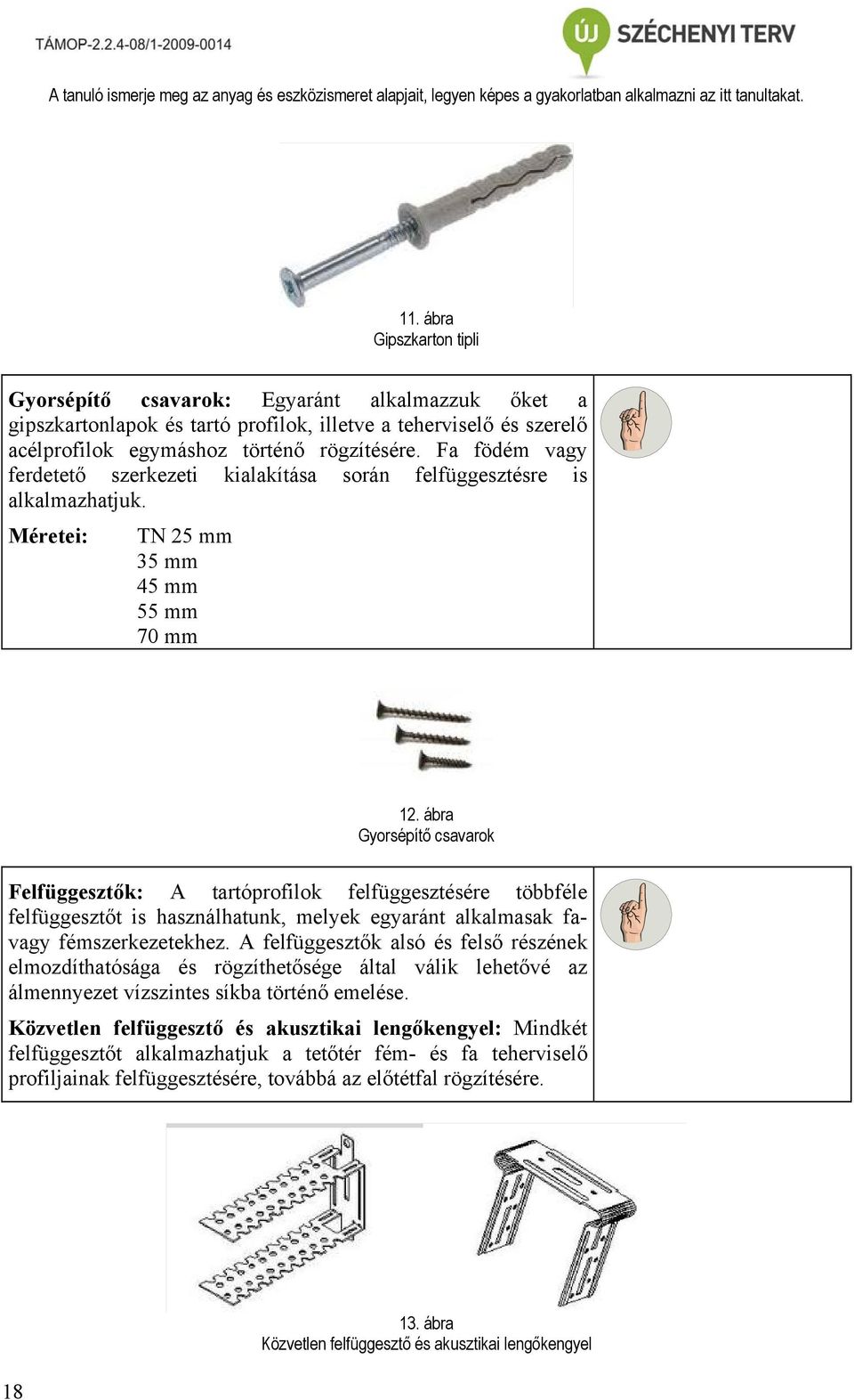 Fa födém vagy ferdetető szerkezeti kialakítása során felfüggesztésre is alkalmazhatjuk. Méretei: TN 25 mm 35 mm 45 mm 55 mm 70 mm 12.