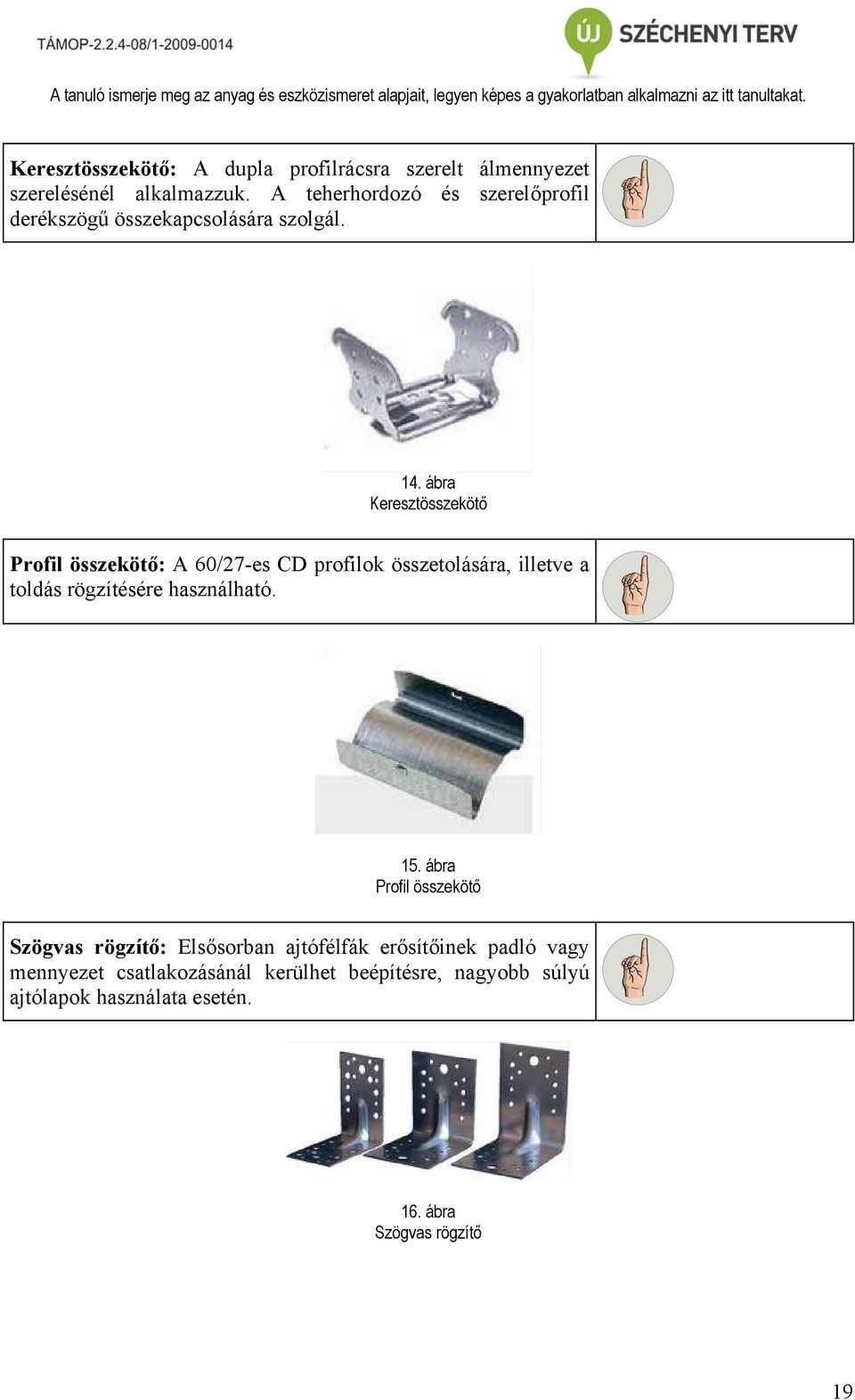 A teherhordozó és szerelőprofil derékszögű összekapcsolására szolgál. 14.