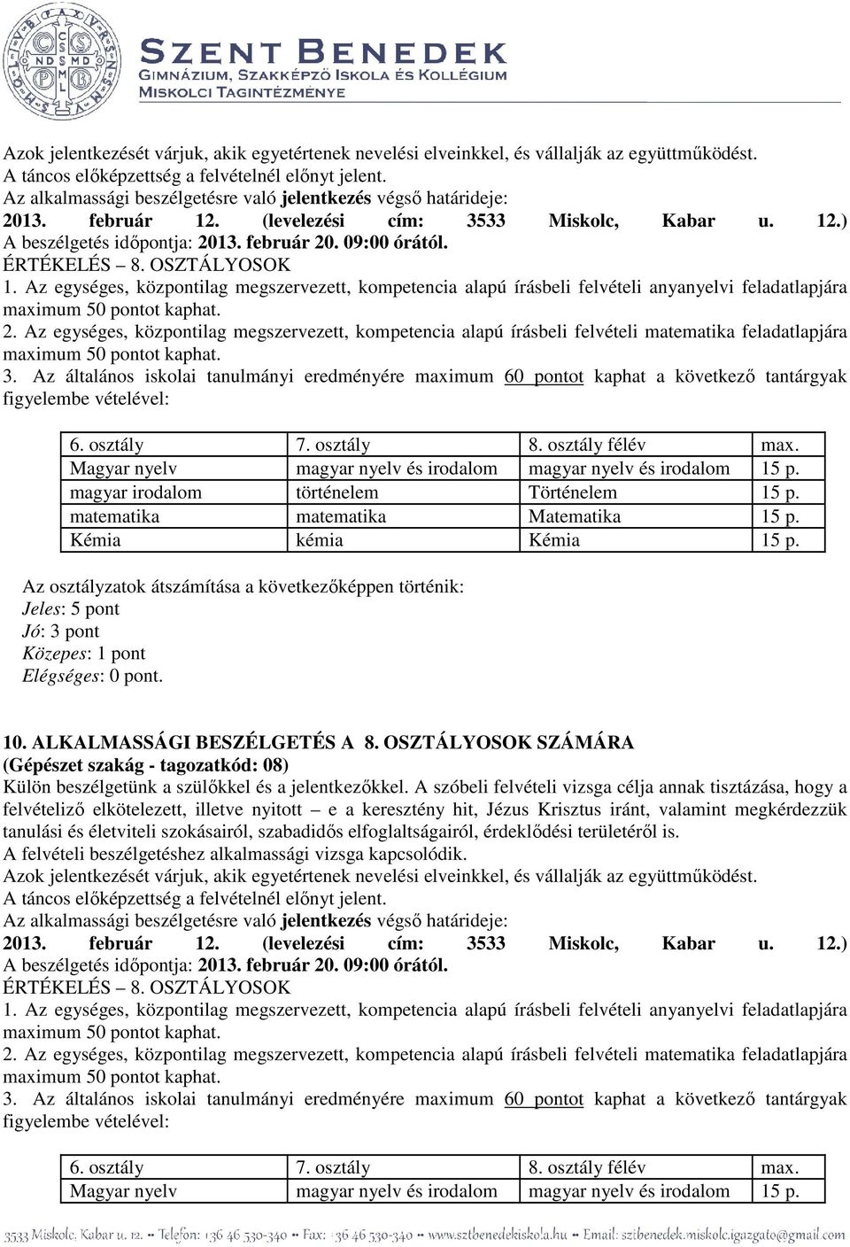 8. OSZTÁLYOSOK SZÁMÁRA