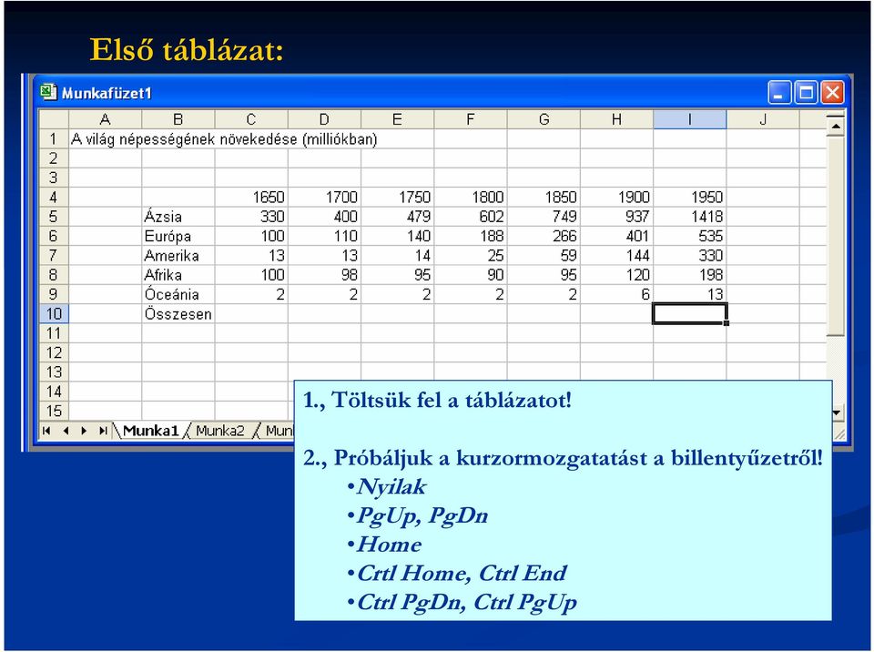 , Próbáljuk a kurzormozgatatást a