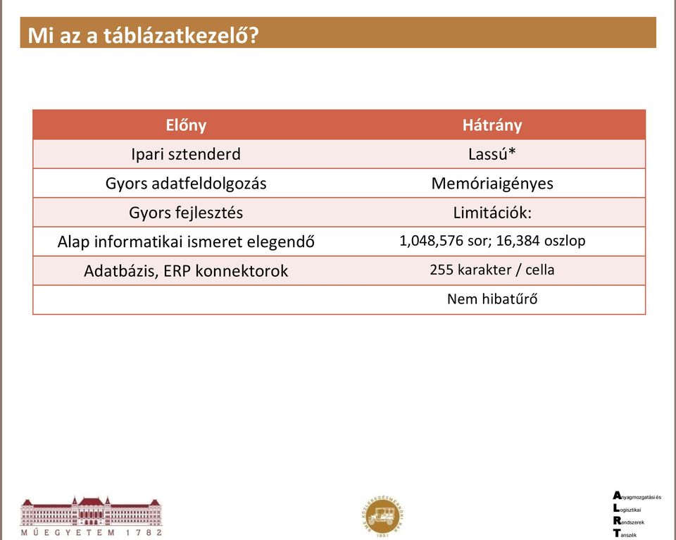 Alap informatikai ismeret elegendő Adatbázis, ERP konnektorok