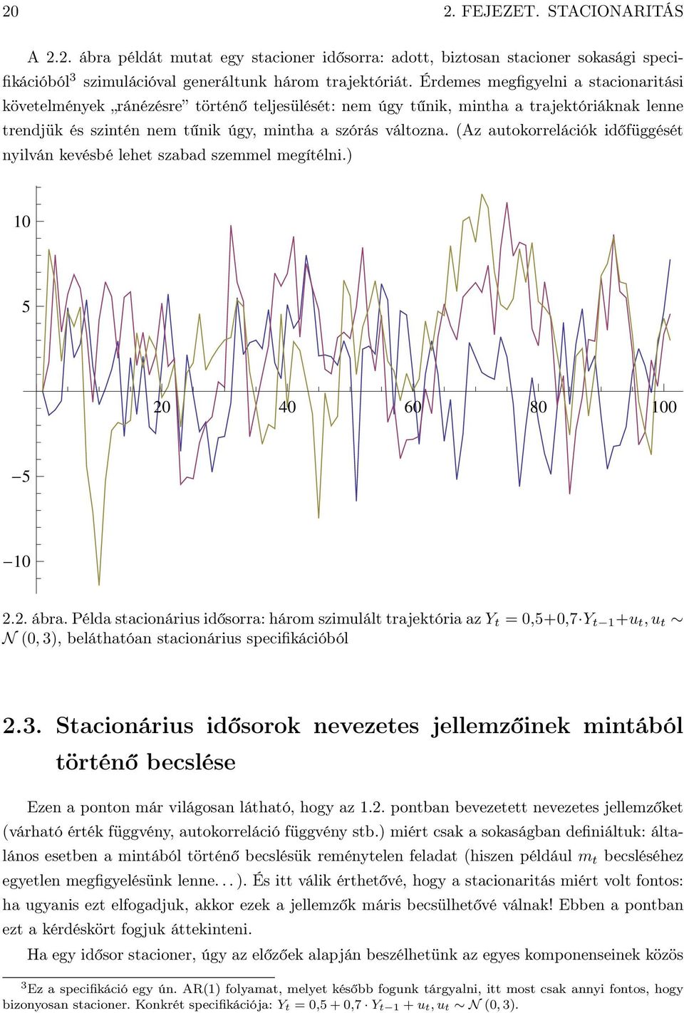 (Az autokorrelációk időfüggését nyilván kevésbé lehet szabad szemmel megítélni.) 10 5 20 40 60 80 100 5 10 2.2. ábra.
