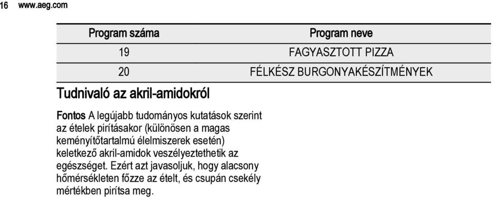 akril-amidokról Fontos A legújabb tudományos kutatások szerint az ételek pirításakor (különösen a magas