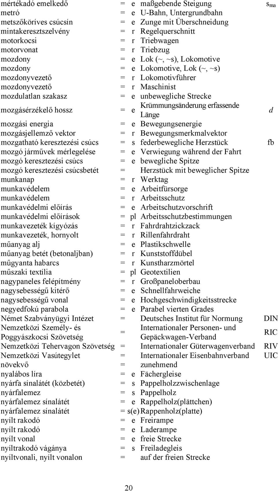 Strecke mozgásérzékelő hossz = Krümmungsänderung erfassende e Länge d mozgási energia = e Bewegungsenergie mozgásjellemző vektor = r Bewegungsmerkmalvektor mozgatható keresztezési csúcs = s
