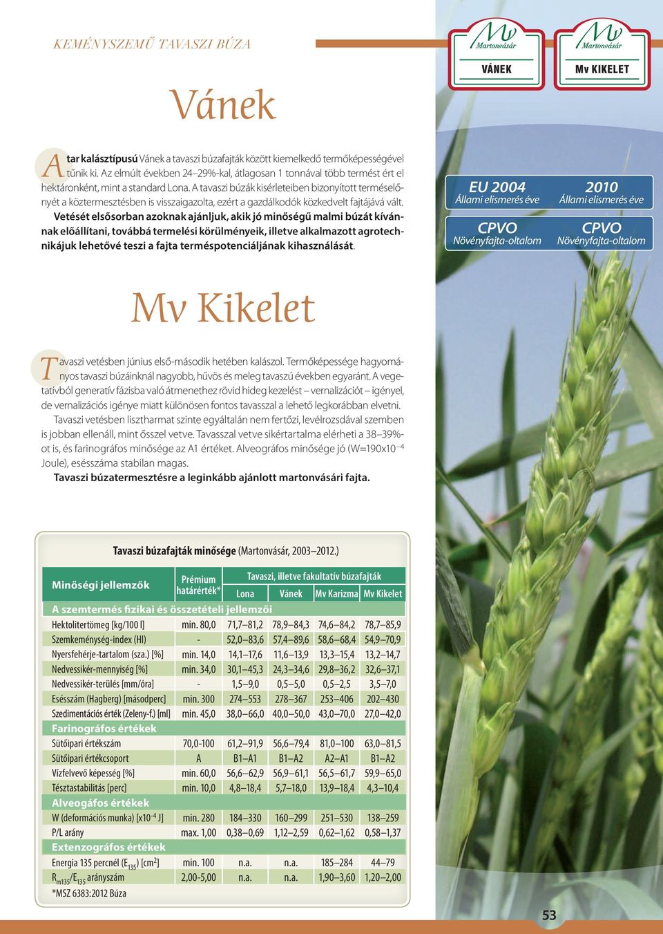 A tavaszi búzák kisérleteiben bizonyított terméselőnyét a köztermesztésben is visszaigazolta, ezért a gazdálkodók közkedvelt fajtájává vált.