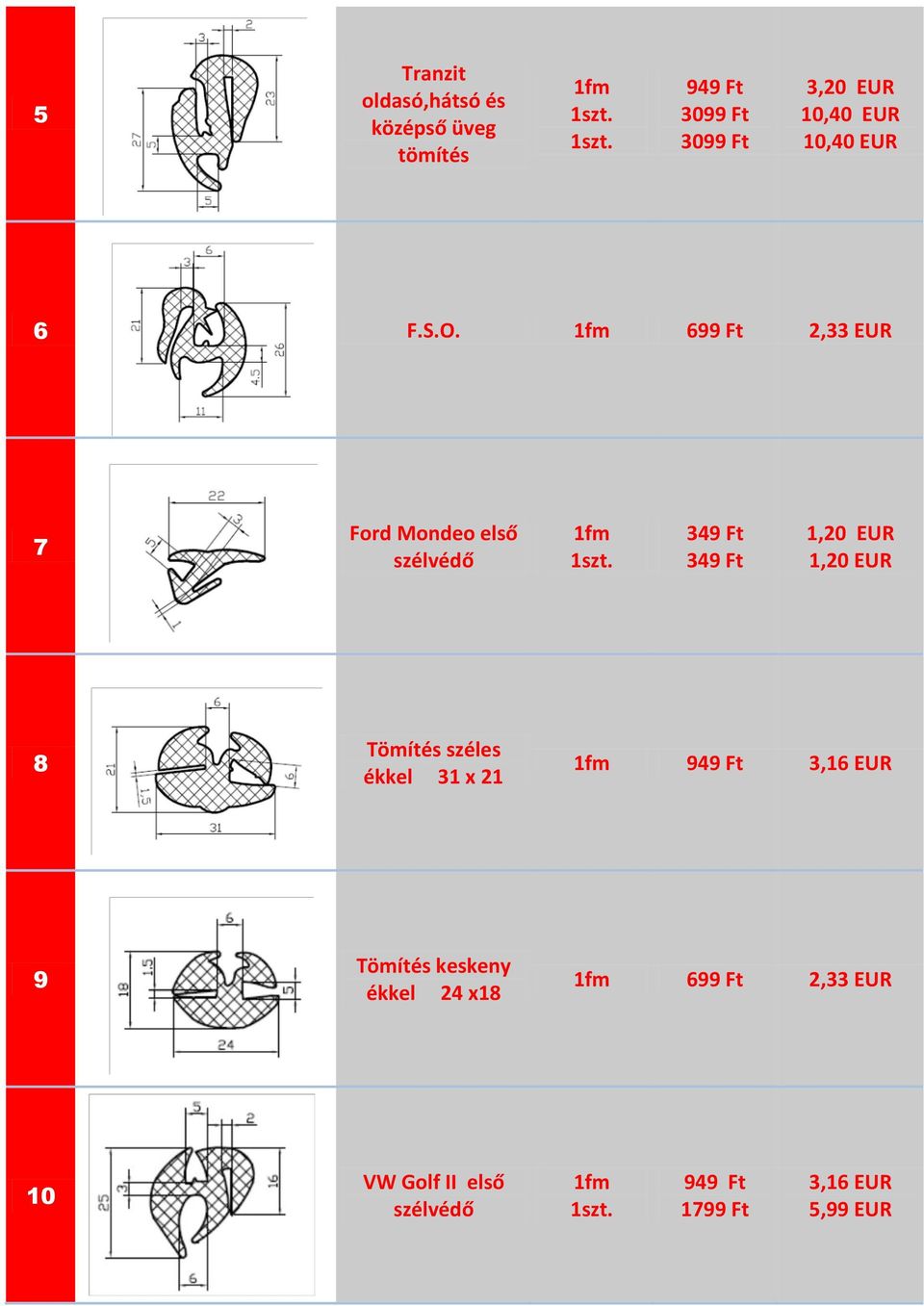 699 Ft 2,33 EUR 7 Ford Mondeo első szélvédő 349 Ft 349 Ft 1,20 EUR 1,20 EUR 8