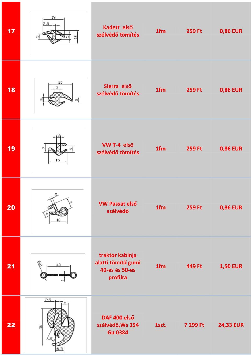 első szélvédő 259 Ft 0,86 EUR 21 traktor kabinja alatti tömítő gumi 40-es és