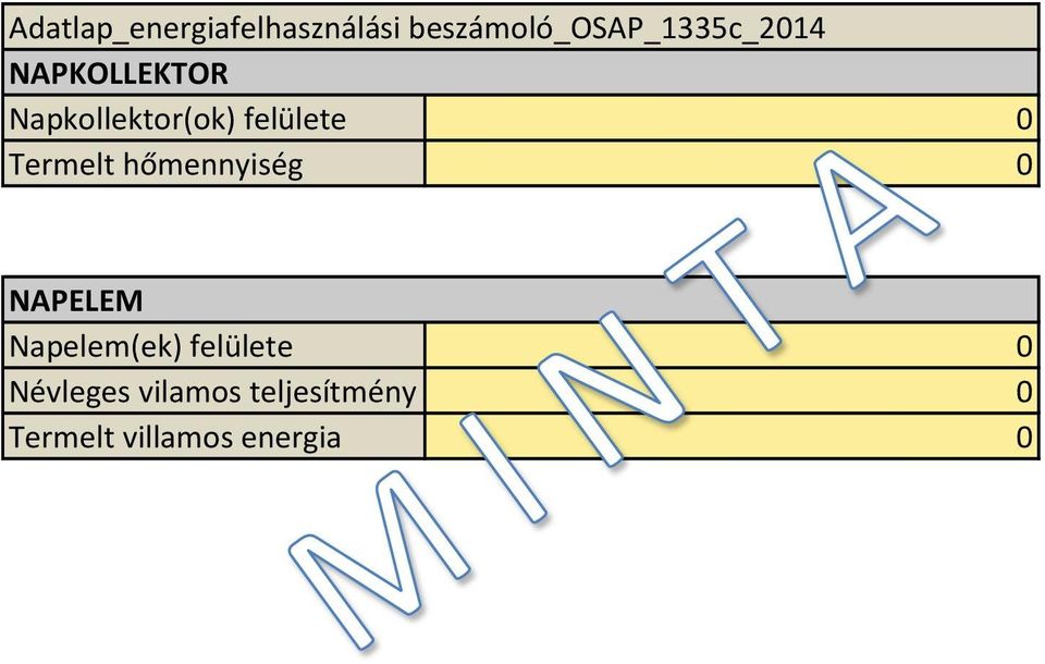 NAPELEM Napelem(ek) felülete 0