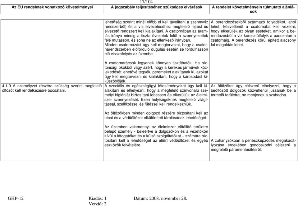 Minden csatornázást úgy kell megtervezni, hogy a csatornarendszerben előforduló dugulás esetén se fordulhasson elő visszafolyás az üzembe.