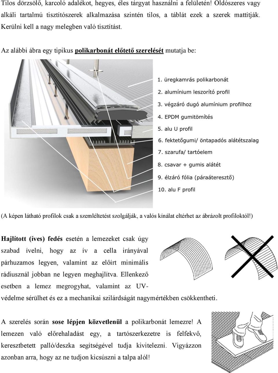 Beépítési útmutató üregkamrás polikarbonát előtetőhöz - PDF Ingyenes  letöltés