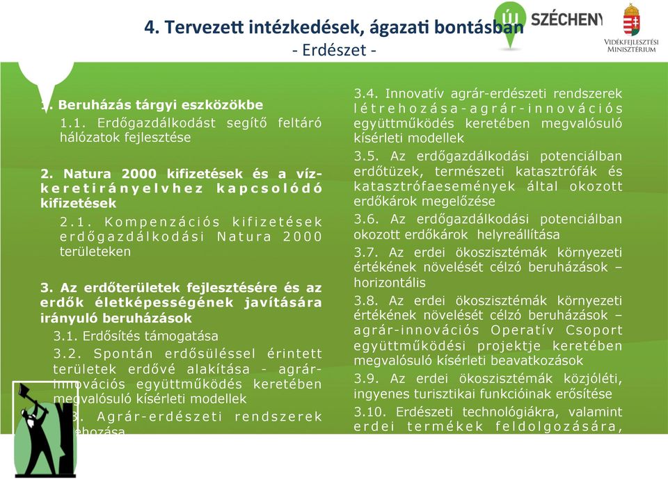 Az erdőterületek fejlesztésére és az erdők életképességének javítására irányuló beruházások 3.1. Erdősítés támogatása 3.2.