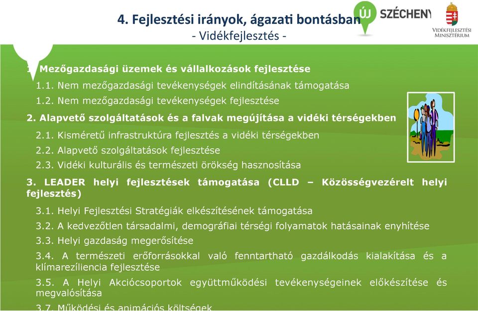 3. Vidéki kulturális és természeti örökség hasznosítása 3. LEADER helyi fejlesztések támogatása (CLLD Közösségvezérelt helyi fejlesztés) 3.1. Helyi Fejlesztési Stratégiák elkészítésének támogatása 3.