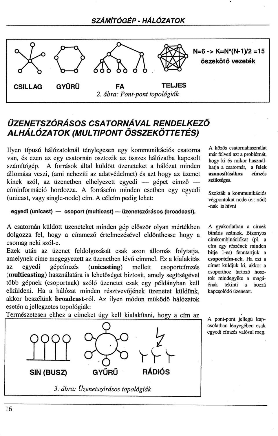 van, és ezen az egy csatornán osztozik az összes hálózatba kapcsolt számítógép.