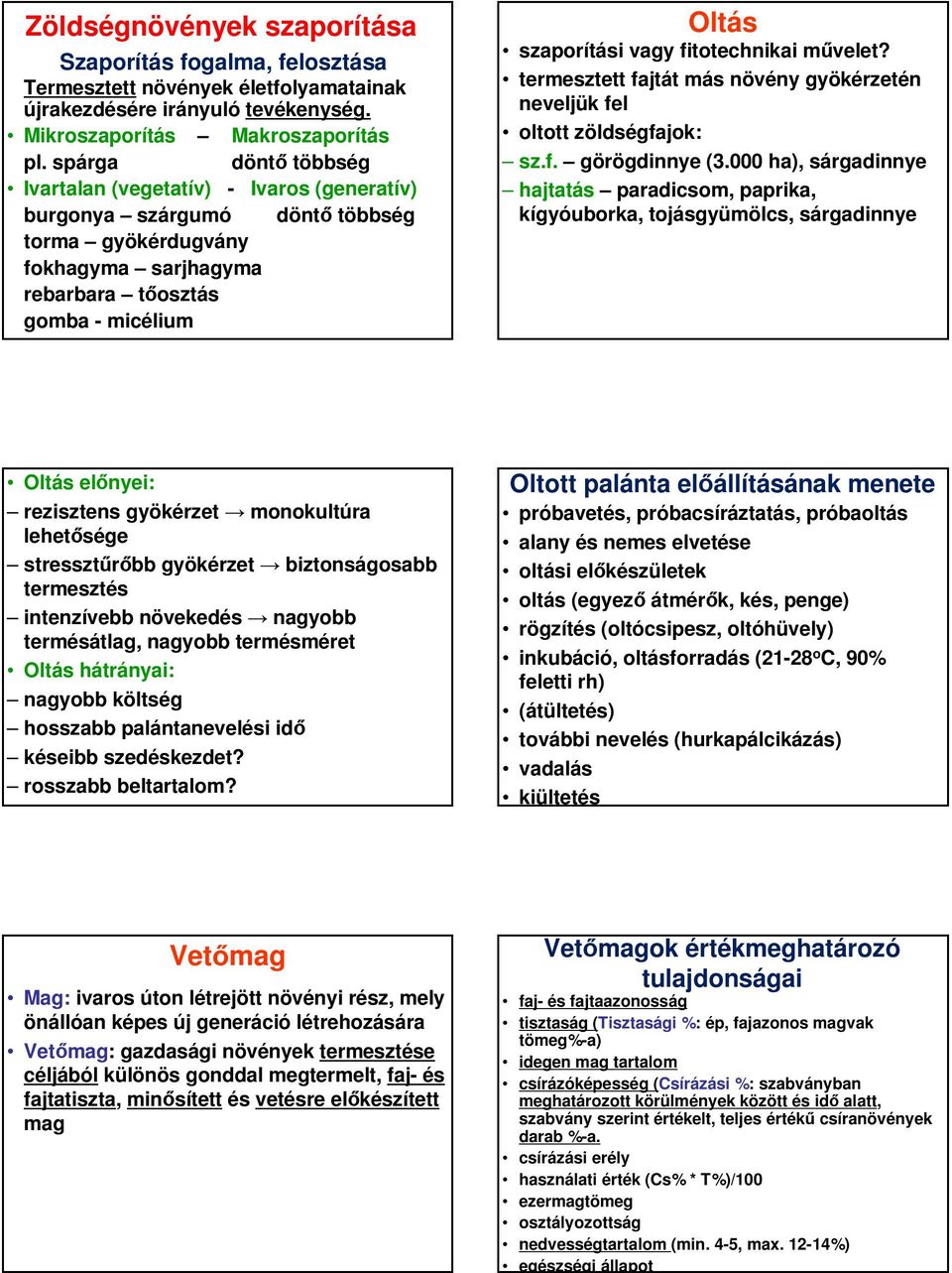 fitotechnikai művelet? termesztett fajtát más növény gyökérzetén neveljük fel oltott zöldségfajok: sz.f. görögdinnye (3.