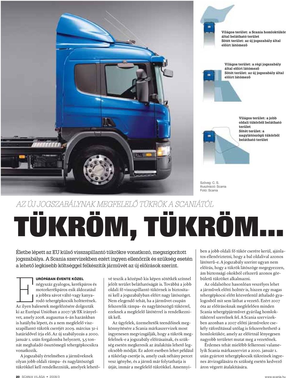tét terület: a nagylátószögű tükörből belátható terület Sz