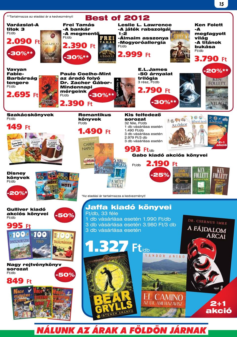 79-30%** Ken Folett -A megfagyott világ -A titánok bukása 3.79-20%** Szakácskönyvek 149 Romantikus könyvek 1.49 Kis felfedező sorozat 32 féle, 1 db vásárlása esetén 1.490 3 db vásárlása esetén 2.