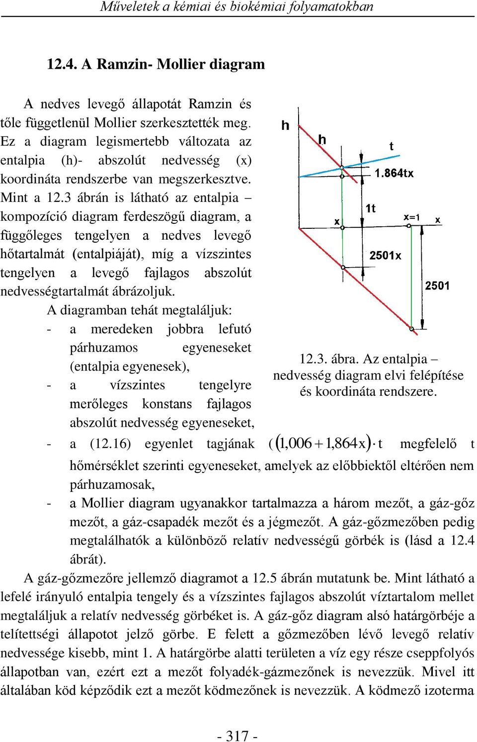 3 ábrán is látható az entalpia kompozíció diagram ferdeszögű diagram, a függőleges tengelyen a nedves levegő hőtartalmát (entalpiáját), míg a vízszintes tengelyen a levegő fajlagos abszolút