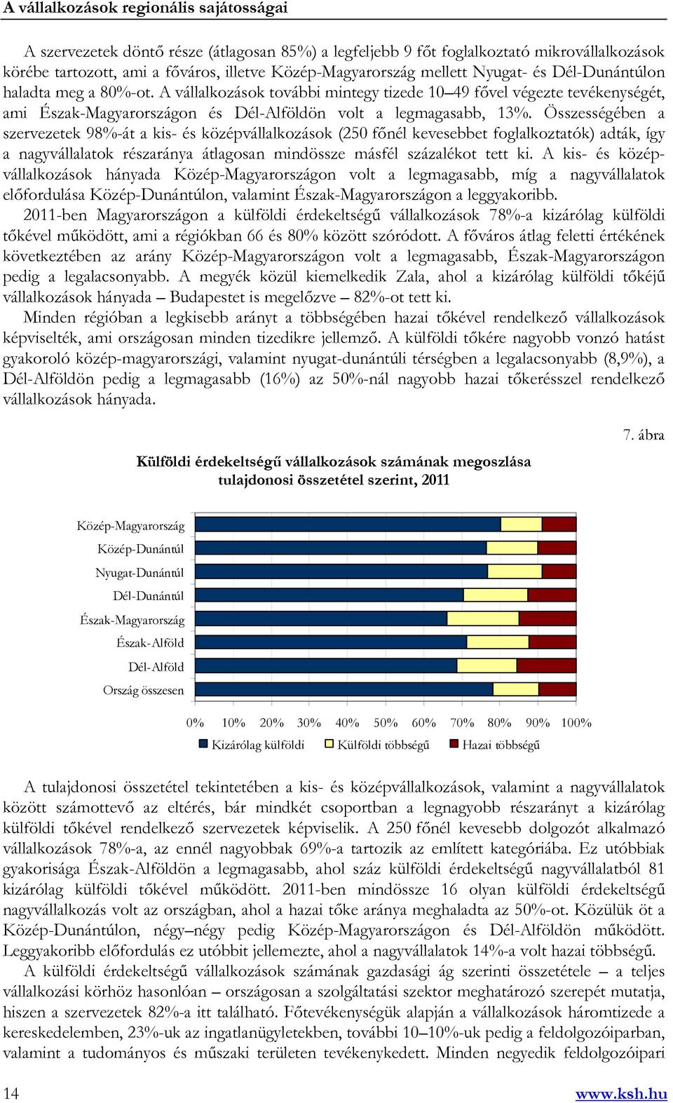 Összességében a szervezetek 98%-át a kis- és középvállalkozások (250 főnél kevesebbet foglalkoztatók) adták, így a nagyvállalatok részaránya átlagosan mindössze másfél százalékot tett ki.