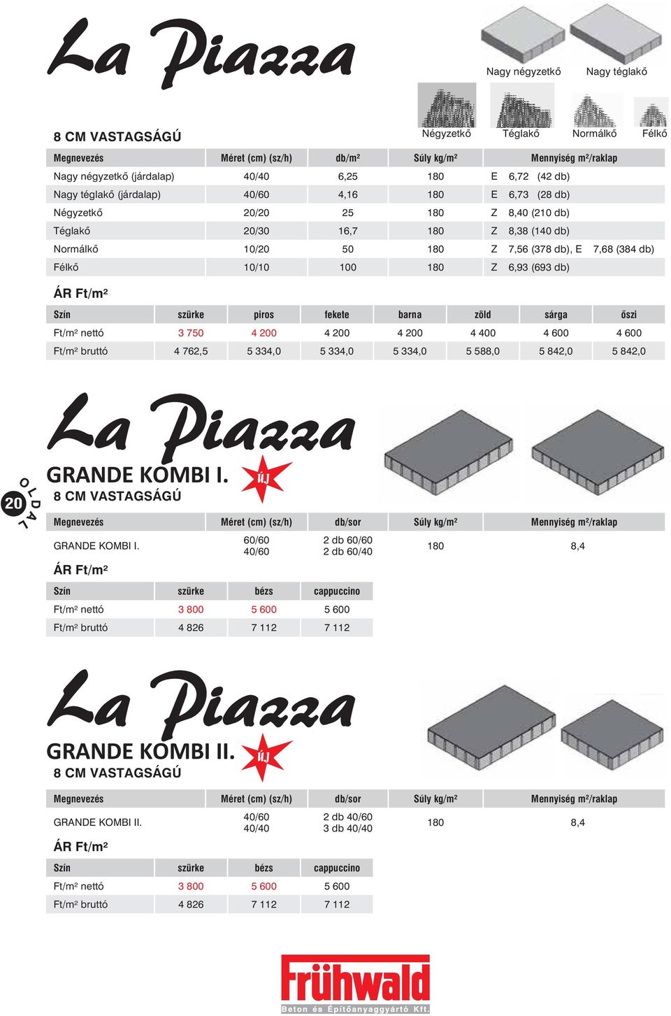 szürke piros fekete barna zöld sárga õszi Ft/m² nettó 3 750 4 200 4 200 4 200 4 400 4 600 4 600 Ft/m² bruttó 4 762,5 5 334,0 5 334,0 5 334,0 5 588,0 5 842,0 5 842,0 20 GRANDE KOMBI I.