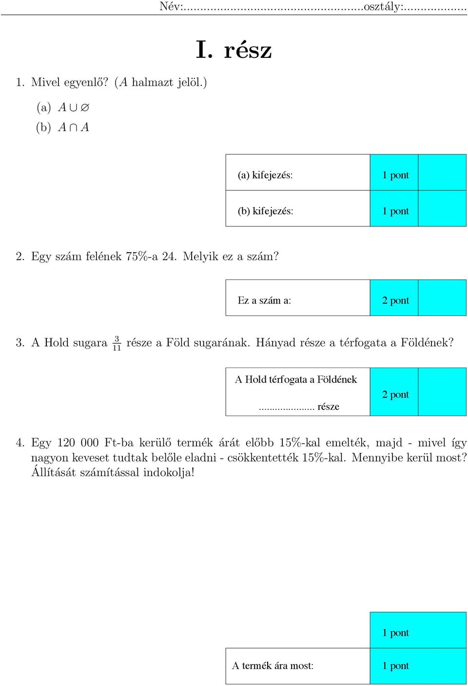 Matematika kisérettségi - PDF Ingyenes letöltés
