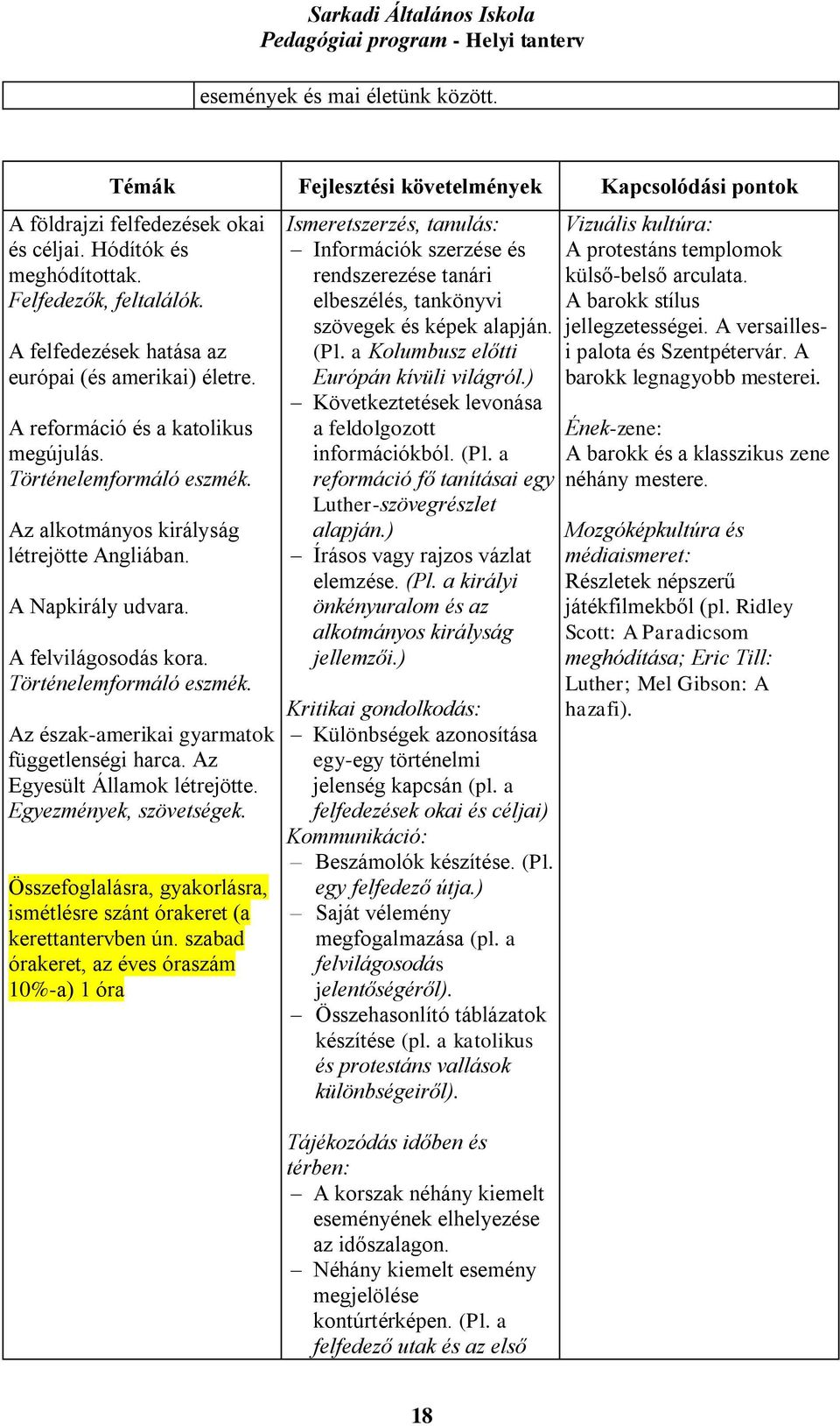 A felvilágosodás kora. Történelemformáló eszmék. Az észak-amerikai gyarmatok függetlenségi harca. Az Egyesült Államok létrejötte. Egyezmények, szövetségek.