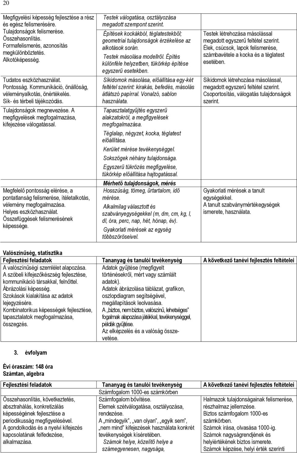 Megfelelő pontosság elérése, a pontatlanság felismerése, ítéletalkotás, vélemény megfogalmazása. Helyes eszközhasználat. Összefüggések felismerésének képessége.