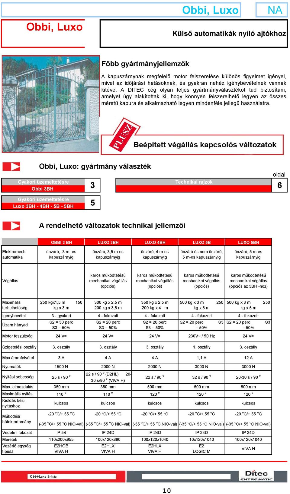 A DITEC cég olyan teljes gyártmányválasztékot tud biztosítani, amelyet úgy alakítottak ki, hogy könnyen felszerelhető legyen az összes méretű kapura és alkalmazható legyen mindenféle jellegű