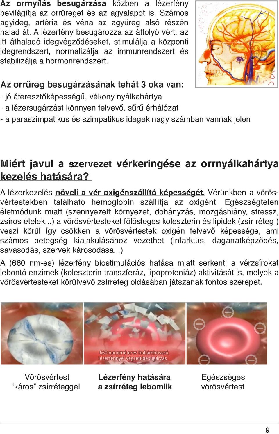 Az orrüreg besugárzásának tehát 3 oka van: - jó áteresztőképességű, vékony nyálkahártya - a lézersugárzást könnyen felvevő, sűrű érhálózat - a paraszimpatikus és szimpatikus idegek nagy számban