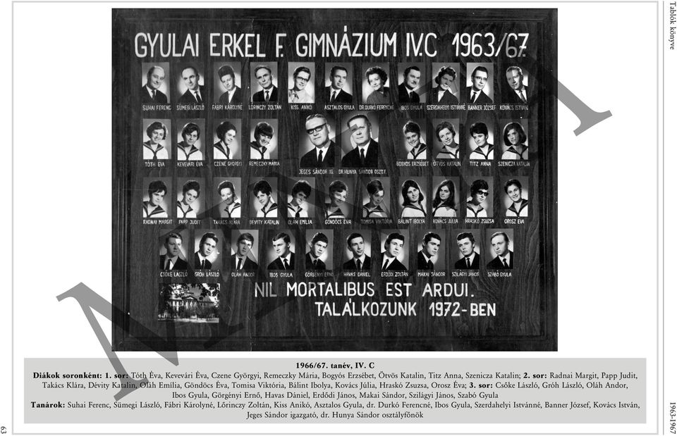 sor: Csőke László, Gróh László, Oláh Andor, Ibos Gyula, Görgényi Ernő, Havas Dániel, Erdődi János, Makai Sándor, Szilágyi János, Szabó Gyula Tanárok: Suhai Ferenc, Sümegi László,