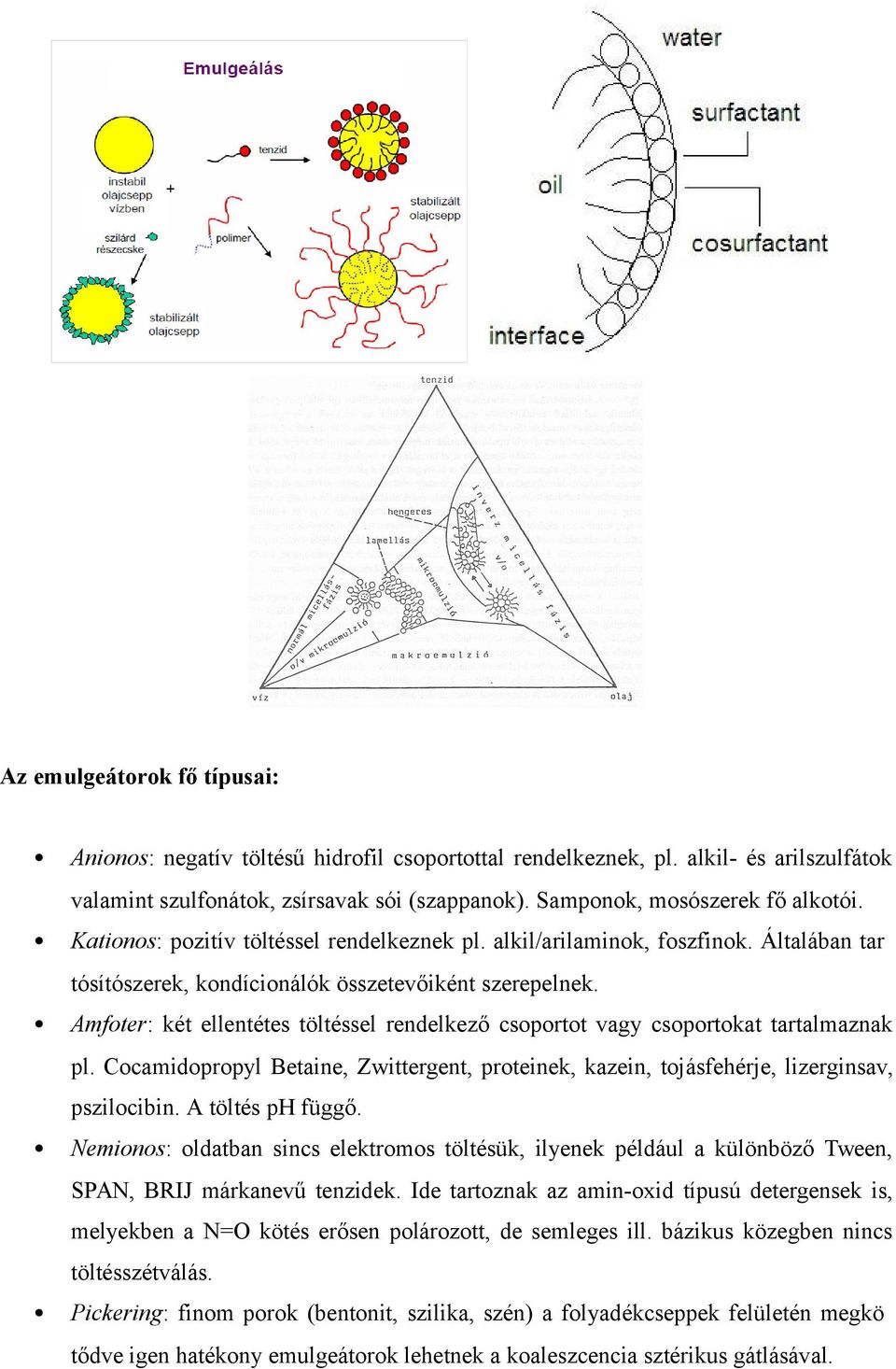 Amfoter: két ellentétes töltéssel rendelkező csoportot vagy csoportokat tartalmaznak pl. Cocamidopropyl Betaine, Zwittergent, proteinek, kazein, tojásfehérje, lizerginsav, pszilocibin.