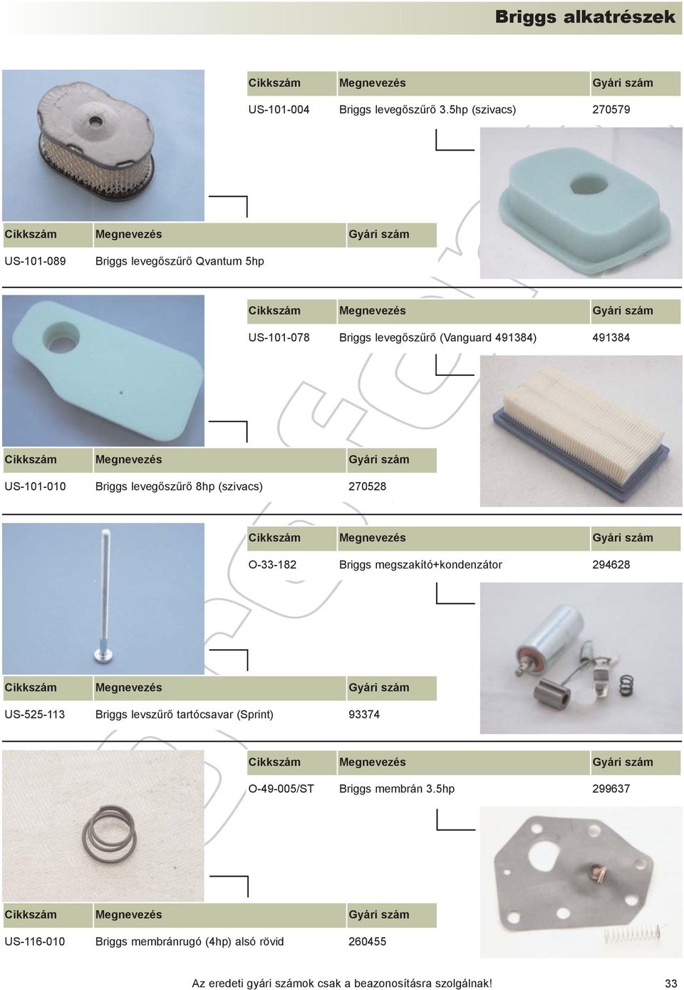 (Vanguard 491384) 491384 US-101-010 Briggs levegõszûrõ 8hp (szivacs) 270528 O-33-182 Briggs