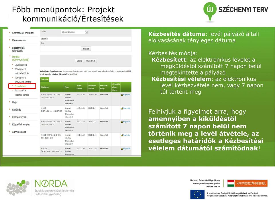 Kézbesítési vélelem: az elektronikus levél kézhezvétele nem, vagy 7 napon túl történt meg Felhívjuk a figyelmet arra, hogy