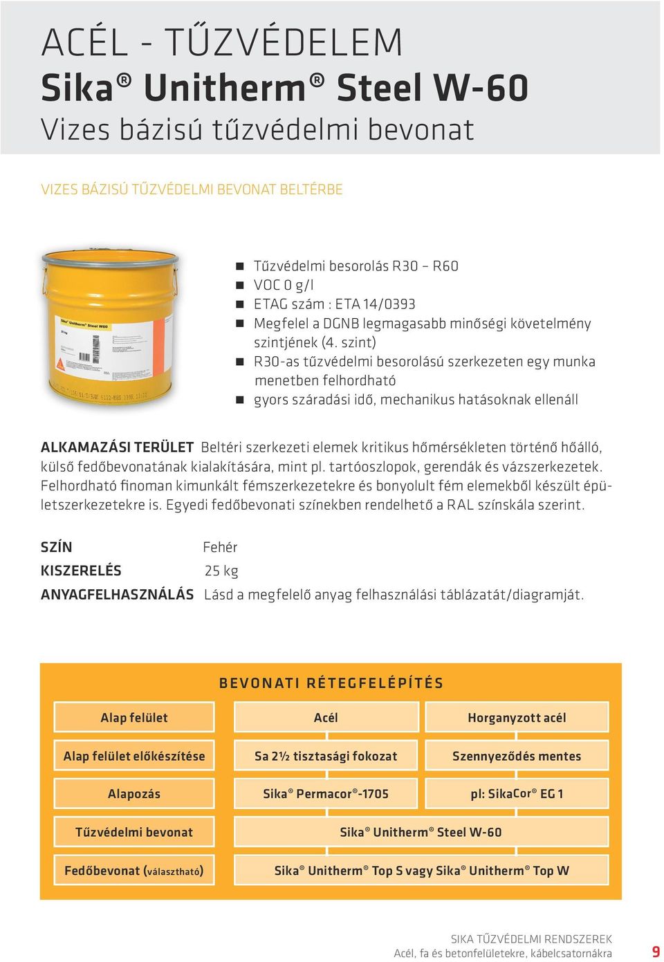 szint) R30-as tűzvédelmi besorolású szerkezeten egy munka menetben felhordható gyors száradási idő, mechanikus hatásoknak ellenáll ALKAMAZÁSI TERÜLET Beltéri szerkezeti elemek kritikus hőmérsékleten
