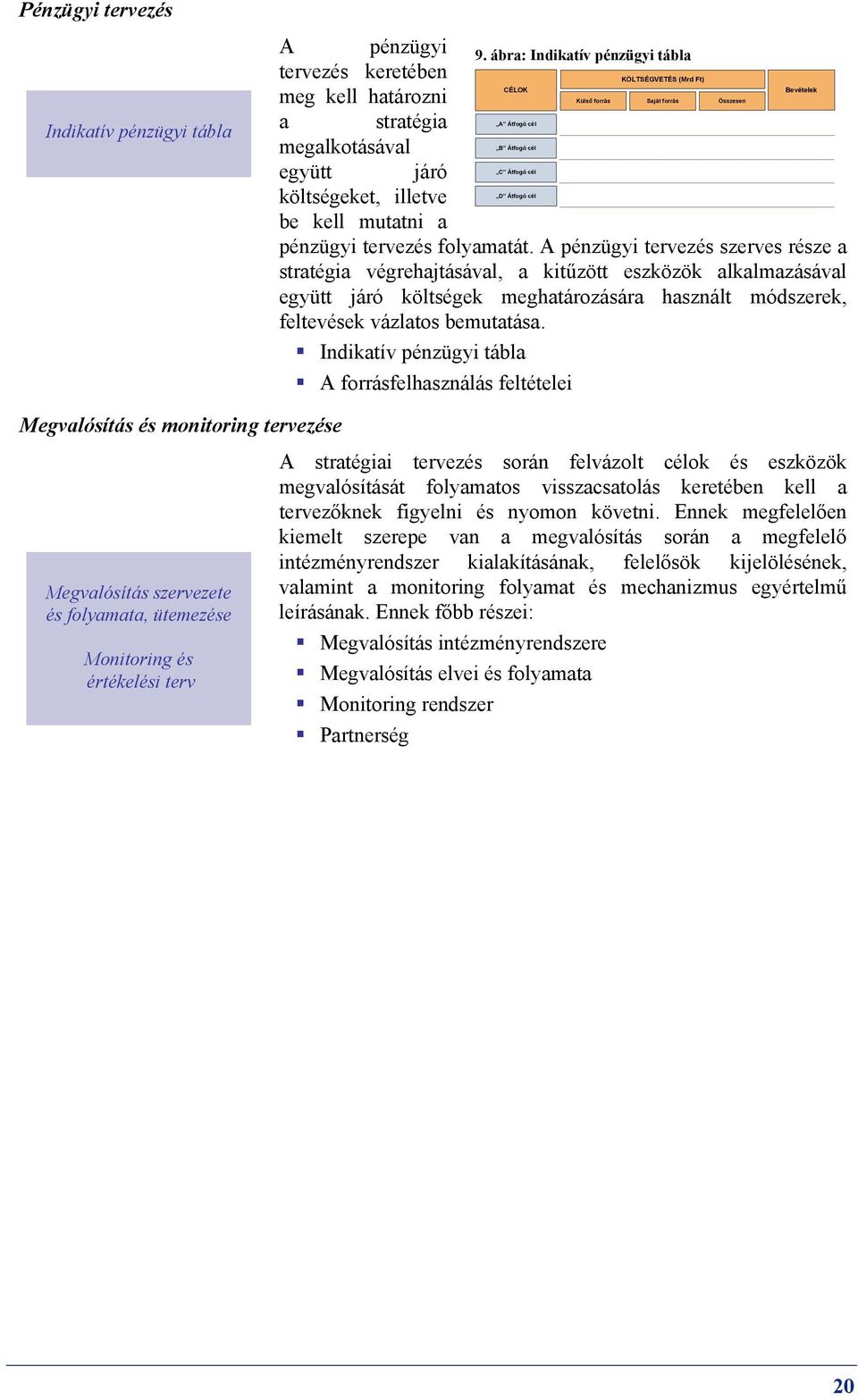 Átfogó cél együtt járó D Átfogó cél költségeket, illetve be kell mutatni a pénzügyi tervezés folyamatát.