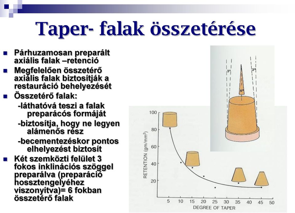 formáját -biztosítja, hogy ne legyen alámenős rész -becementezéskor pontos elhelyezést biztosít Két