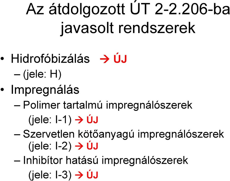 Impregnálás Polimer tartalmú impregnálószerek (jele: I-1)