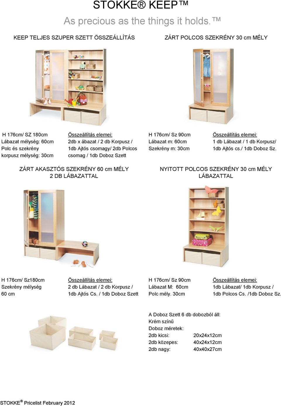 Lábazat m: 60cm 1 db Lábazat / 1 db Korpusz/ Polc és szekrény 1db Ajtós csomagy/ 2db Polcos Szekrény m: 30cm 1db Ajtós cs./ 1db Doboz Sz.