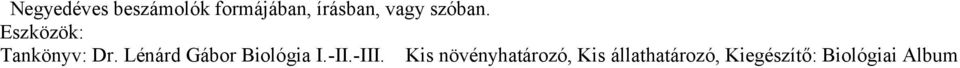Lénárd Gábor Biológia I.-II.-III.