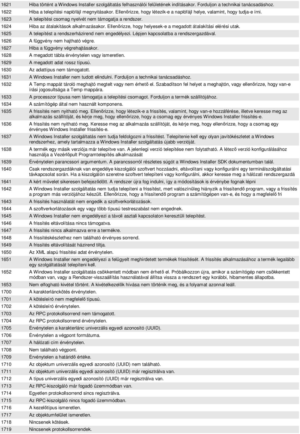 Ellen rizze, hogy helyesek-e a megadott átalakítási elérési utak. 1625 A telepítést a rendszerházirend nem engedélyezi. Lépjen kapcsolatba a rendszergazdával. 1626 A függvény nem hajtható végre.