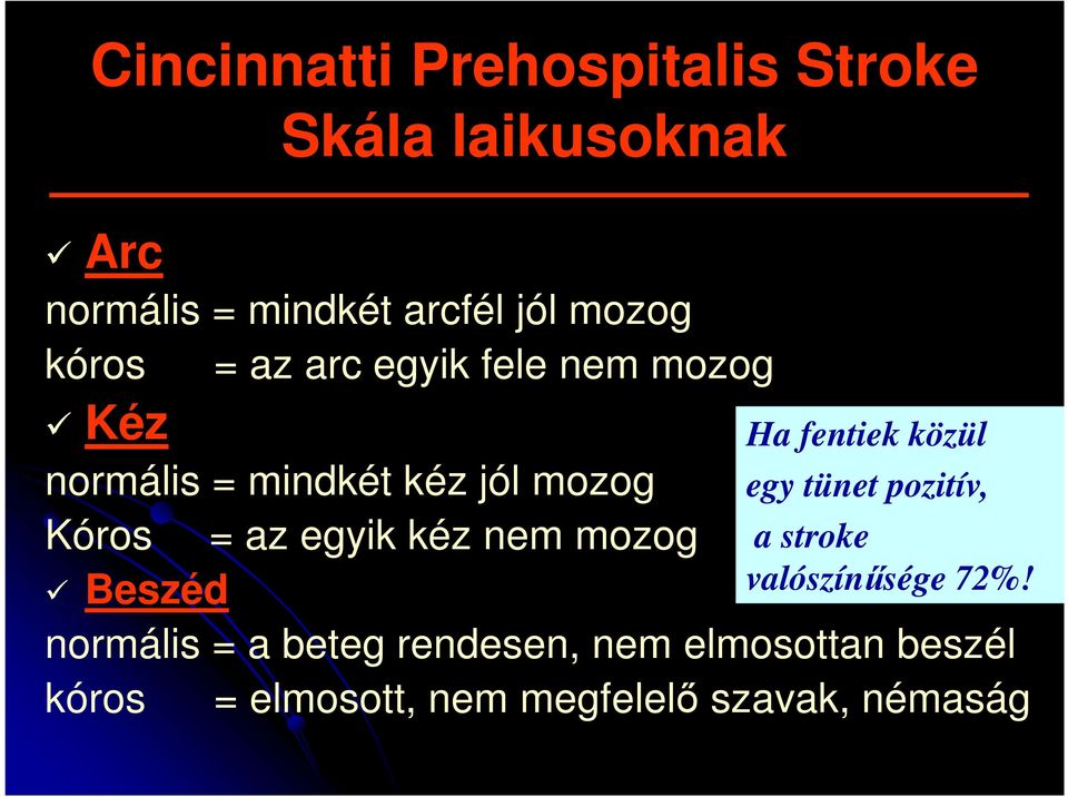 kéz nem mozog Beszéd Ha fentiek közül egy tünet pozitív, a stroke valószínűsége 72%!