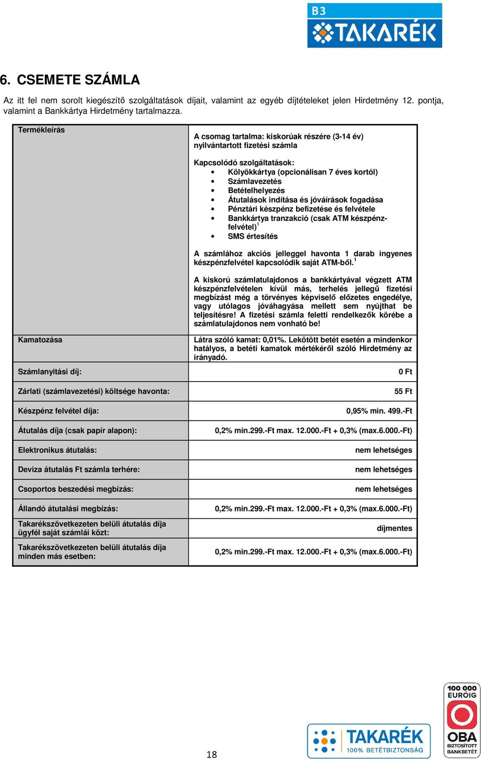 indítása és jóváírások fogadása Pénztári készpénz befizetése és felvétele Bankkártya tranzakció (csak ATM készpénzfelvétel) 1 SMS értesítés A számlához akciós jelleggel havonta 1 darab ingyenes