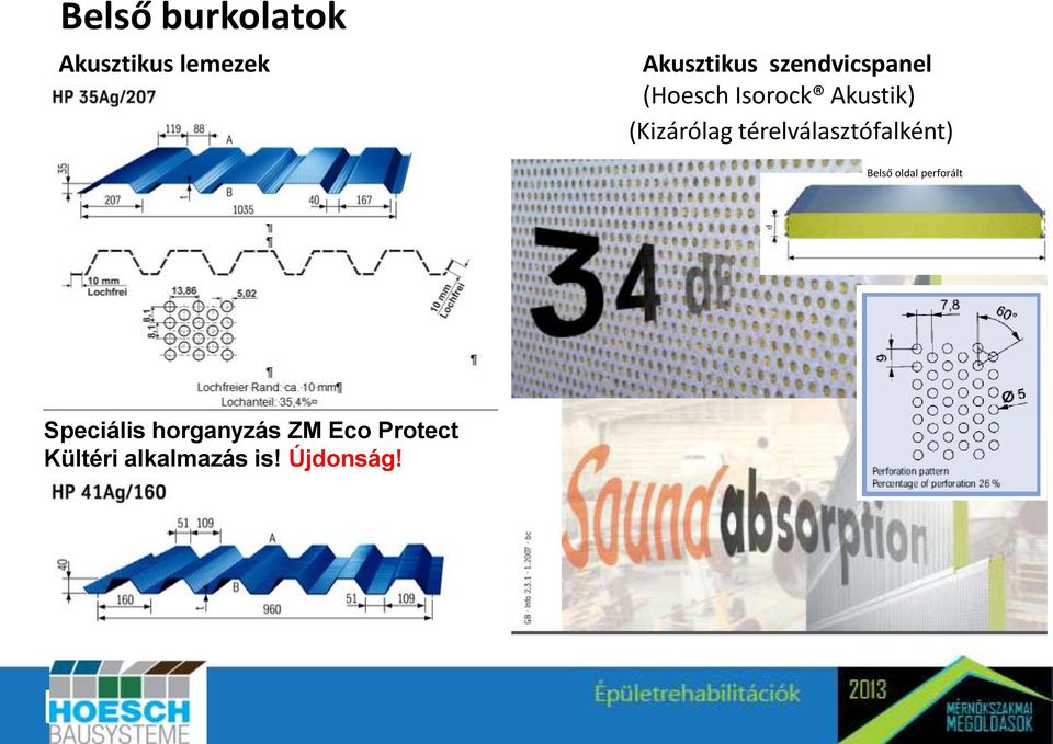 térelválasztófalként) Belső oldal perforált