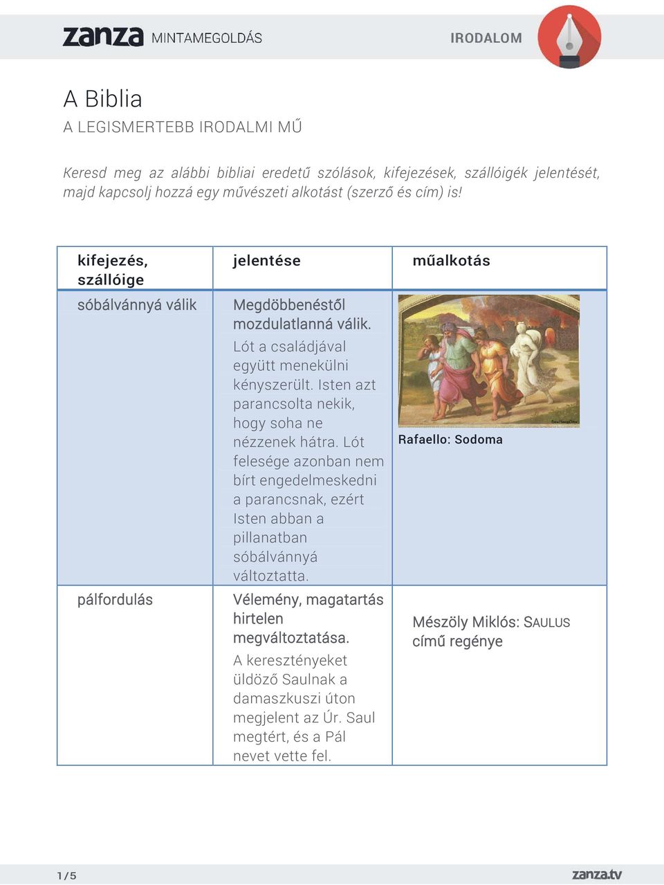 Isten azt parancsolta nekik, hogy soha ne nézzenek hátra. Lót felesége azonban nem bírt engedelmeskedni a parancsnak, ezért Isten abban a pillanatban sóbálvánnyá változtatta.