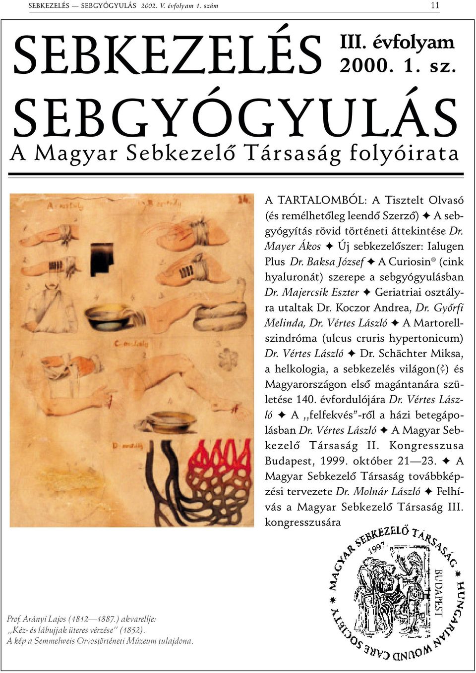 SEBGYÓGYULÁS A Magyar Sebkezelõ Társaság folyóirata A TARTALOMBÓL: A Tisztelt Olvasó (és remélhetõleg leendõ Szerzõ) A sebgyógyítás rövid történeti áttekintése Dr.