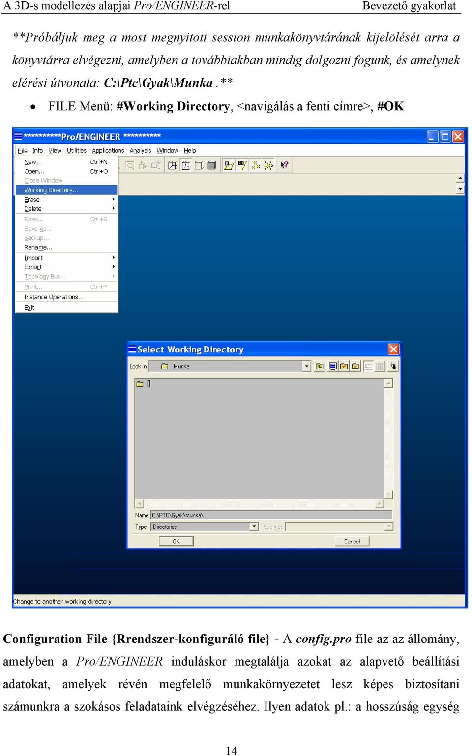 ** FILE Menü: #Working Directory, <navigálás a fenti címre>, #OK Configuration File {Rrendszer-konfiguráló file} - A config.