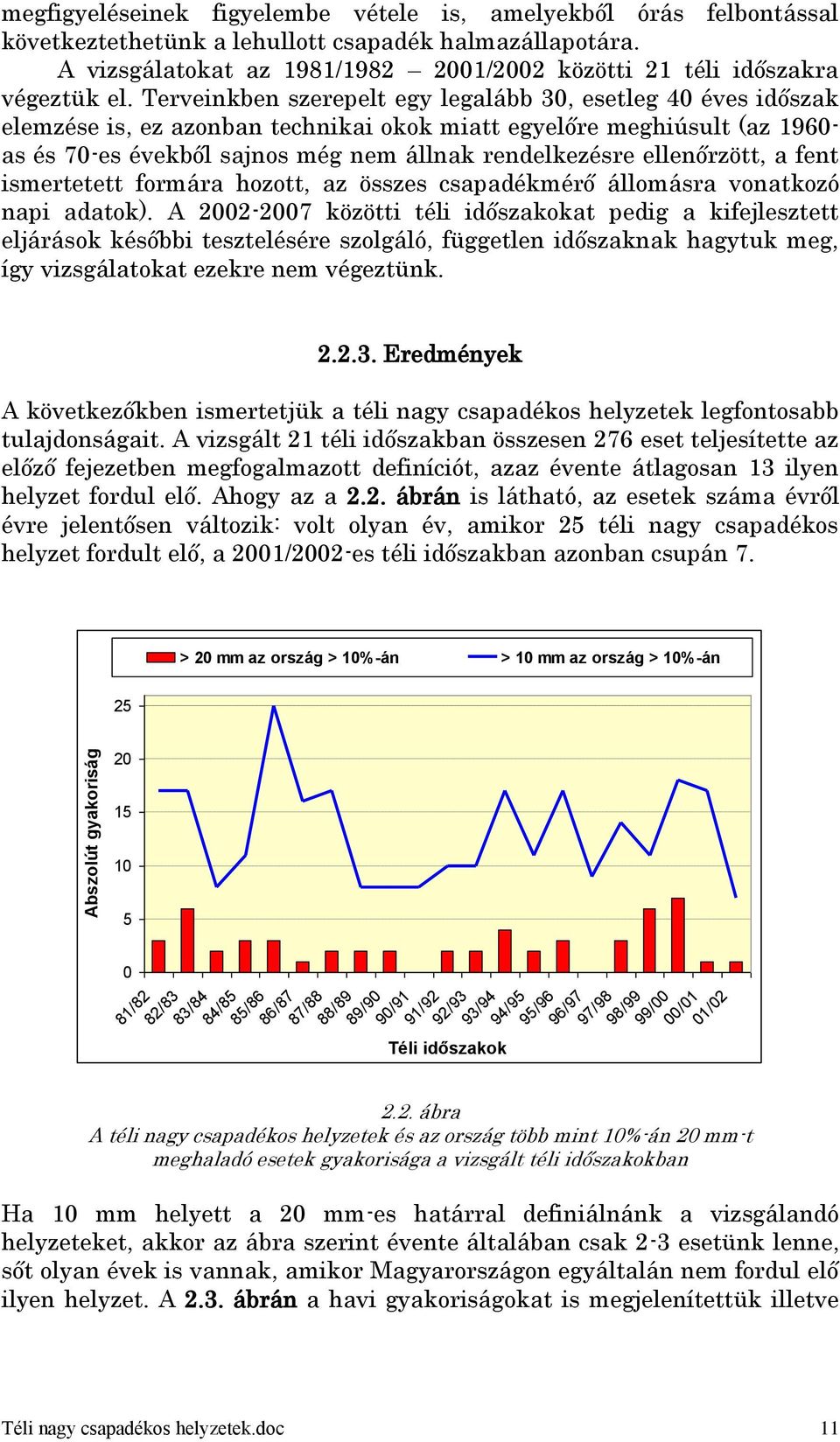 Terveinkben szerepelt egy legalább 30, esetleg 40 éves időszak elemzése is, ez azonban technikai okok miatt egyelőre meghiúsult (az 1960- as és 70-es évekből sajnos még nem állnak rendelkezésre