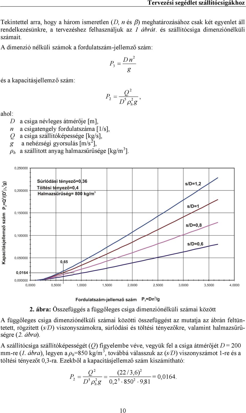 szállítóképessége [kg/s], a nehézségi gyrsulás [m/s ], a szállíttt anyag halmazsűrűsége [kg/m3].