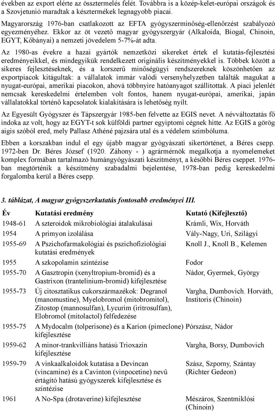 Ekkor az öt vezető magyar gyógyszergyár (Alkaloida, Biogal, Chinoin, EGYT, Kőbányai) a nemzeti jövedelem 5-7%-át adta.